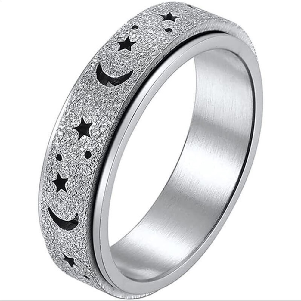 Silver Star and Moon Ring